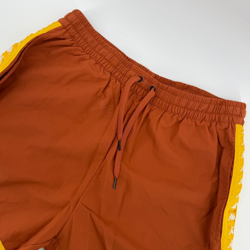 Kappa Athletic Shorts men Small Rust Orange Yellow Logo Tape Nylon